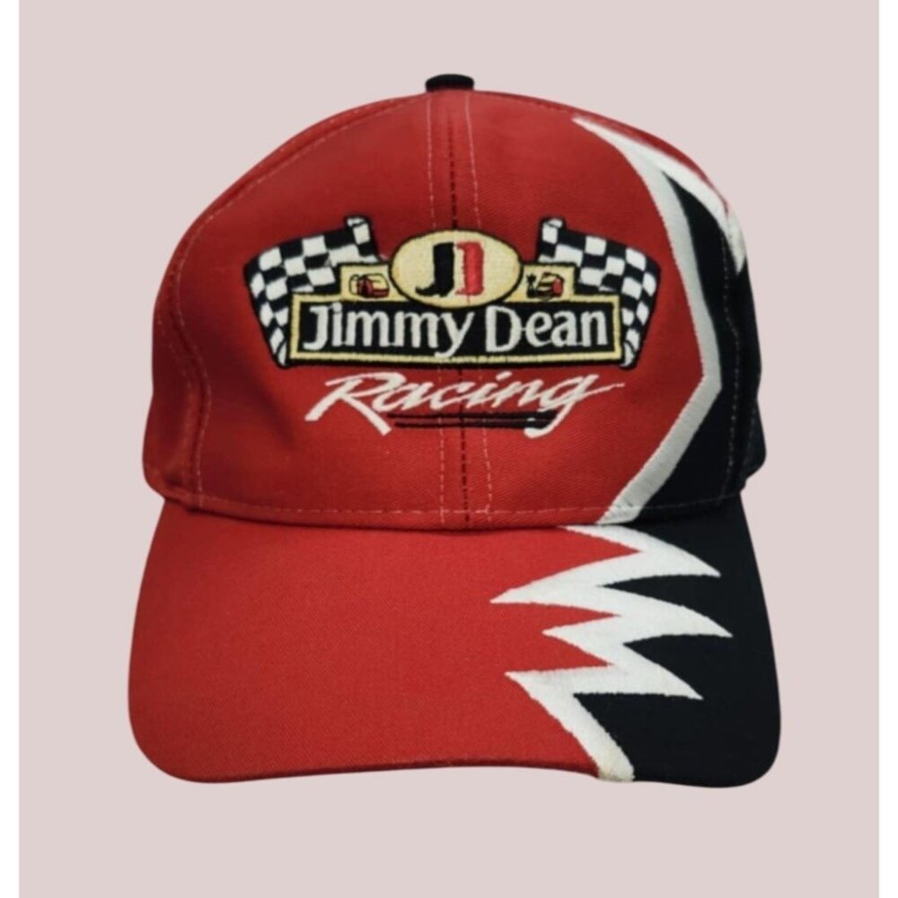 Jimmy Dean Racing Adjustable Hat Red & Black Zigzag Design Cap